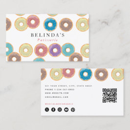 Pastel Donuts & Sprinkles banketbakker QR Code Visitekaartje