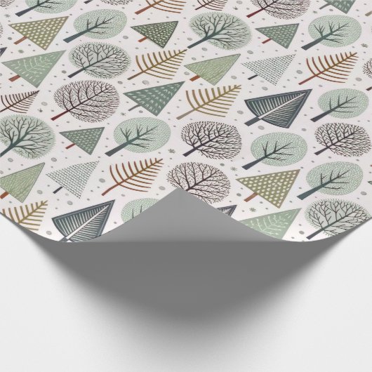 Pastel Doodle Christmas Tree Holiday Pattern Cadeaupapier (Hoek)