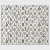Pastel Doodle Kerstboom Vakantiepatroon Cadeaupapier (Vlak)