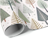 Pastel Doodle Kerstboom Vakantiepatroon Cadeaupapier (Rol Hoek)