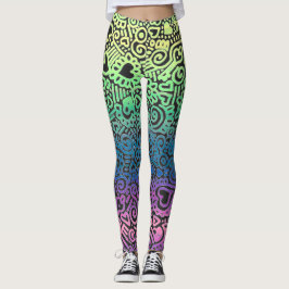Pastel Doodle Patroon Leggings