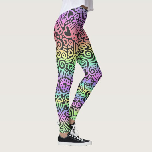 Pastel Doodle Pattern-Leggings Leggings (Rechts)