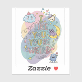 Pastel Doodle Whimsical Cat Monster Sticker