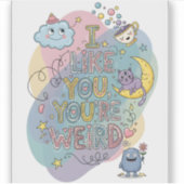 Pastel Doodle Whimsical Cat Monster Sticker (Voorkant)