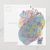 Pastel Doodle Whimsical Kat Monster Briefkaart (Voorkant / Achterkant)