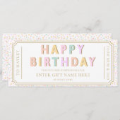 Pastel Dot Happy Birthday Cadeaubon Kaart (Voorkant / Achterkant)