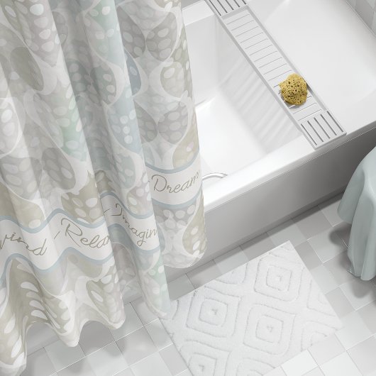 Pastel Dot Wavy Patroon Grijs Beige Wit Ademen Douchegordijn