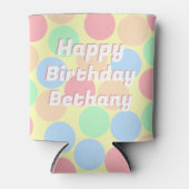 Pastel Dots Happy Birthday Personalised Kids Blikjeskoeler (Voorkant)