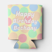 Pastel Dots Happy Birthday Personalised Kids Blikjeskoeler (Achterkant)