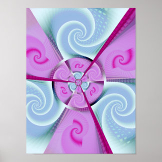 Pastel Draaikolk Spiraal Geometrische Fractal Poster