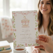 Pastel draaimolen babyshower met RSVP QR-code Kaart