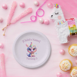 Pastel Draak Verjaardagsavontuur Papieren Borden Bordje