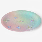 Pastel-dragerholografische sterren papieren bordje (Gekanteld)