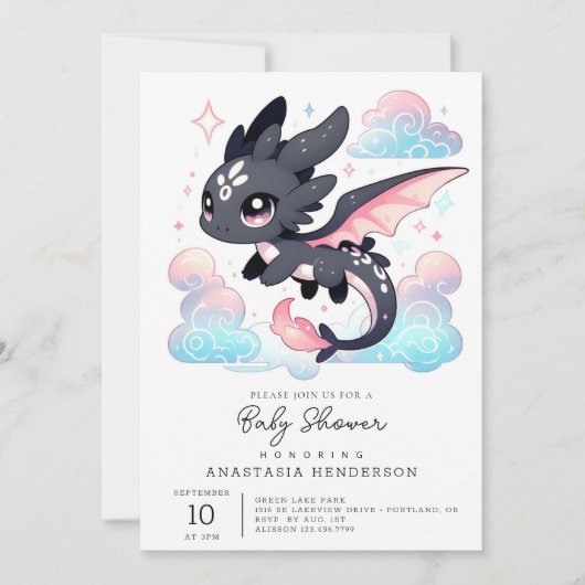 Pastel Dragon Baby shower Kaart (Voorkant)