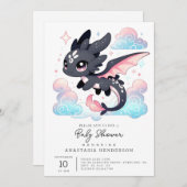 Pastel Dragon Baby shower Kaart (Voorkant / Achterkant)