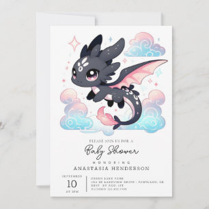 Pastel Dragon Baby shower Kaart