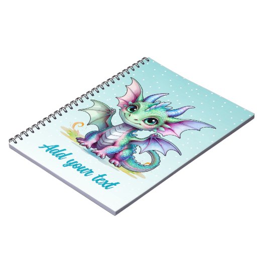Pastel Dragon Notitieboek – Aqua Blue (Linkerzijde)