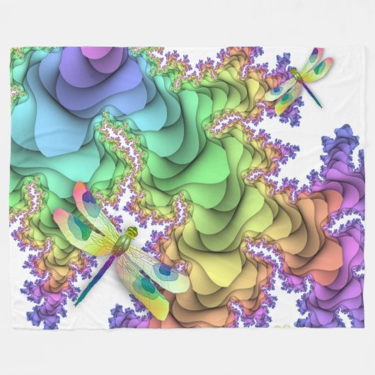 Pastel Dragonflies Fleece Blanket (Voorkant (Horizontaal))