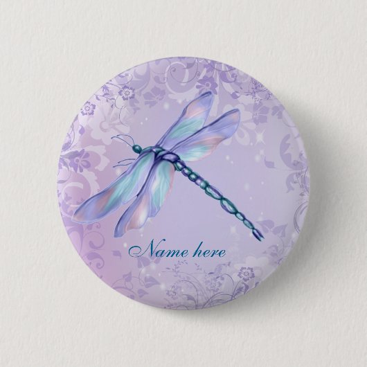 Pastel Dragonfly - Aanpassen Ronde Button 5,7 Cm (Voorkant)