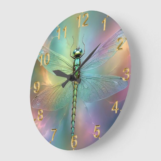 Pastel Dragonfly Fractal Art, Grote Klok (Hoek)