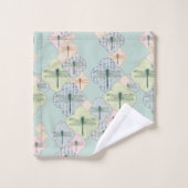 Pastel Dragonfly Pattern Blue Coastal Illustration Bad Handdoek (Wasdoekje)