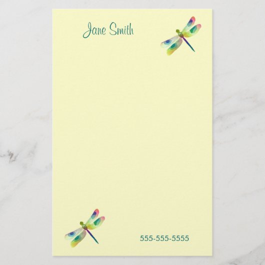 Pastel Dragonfly Stationery Briefpapier (Voorkant)