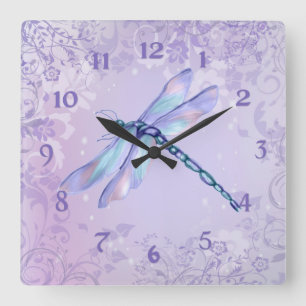 Pastel Dragonfly Vierkante Klok