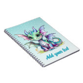 Pastel Draken Notitieboek – Aqua Blauw (Rechterzijde)