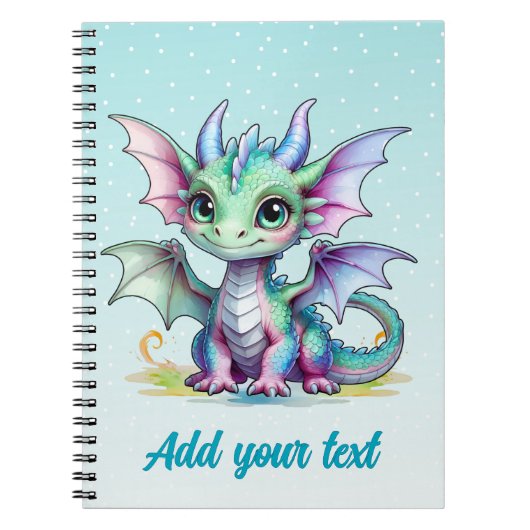 Pastel Draken Notitieboek – Aqua Blauw (Voorkant)