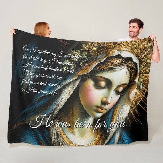 Pastel Drawing Blessed Virgin Mother Message Fleece Deken (In situ)
