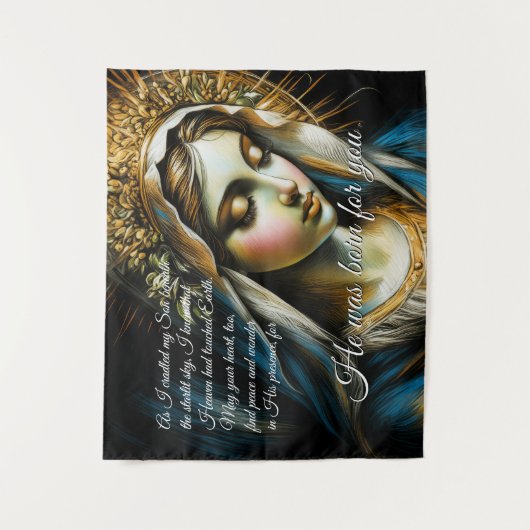 Pastel Drawing Blessed Virgin Mother Message Wandkleed (Voorkant)