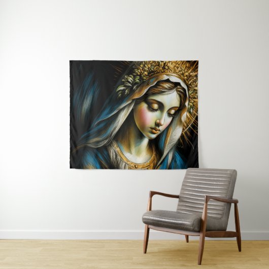 Pastel Drawing Blessed Virgin Mother Wandkleed (In Situ (horizontaal))
