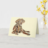 Pastel Drawing Chocolate Lab Wenskaart Kaart (Gele Bloem)