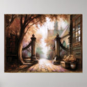 Pastel Drawing Dark Nook in Europese kleine stad Poster (Voorkant)