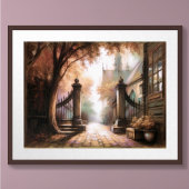 Pastel Drawing Dark Nook in Europese kleine stad Poster