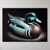Pastel Drawing Duck Decoy Blauwgroen Poster (Voorkant)