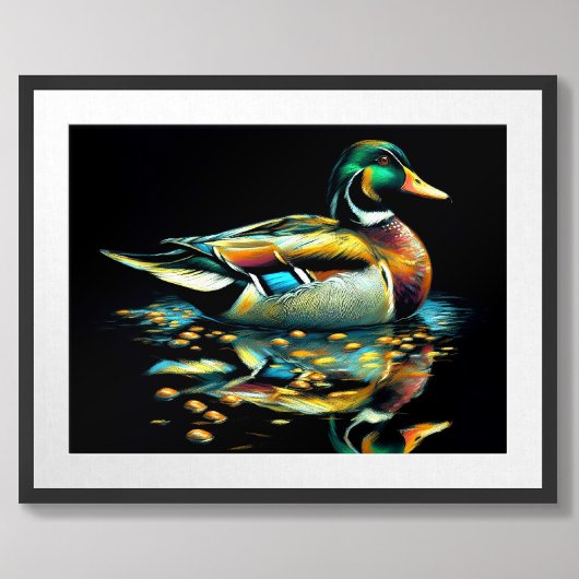 Pastel Drawing Duck op Water Poster