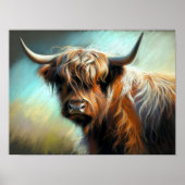 Pastel Drawing Highland Koe Poster (Voorkant)