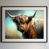 Pastel Drawing Highland Koe Poster