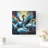 Pastel Drawing of Chinese Red-Crowned Cranes Vierkante Klok (Huis)