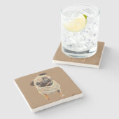 Pastel Drawing Pug Dog Marmeren Onderzetter (Zijkant)