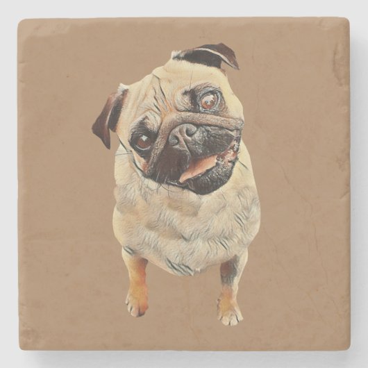 Pastel Drawing Pug Dog Marmeren Onderzetter (Voorkant)