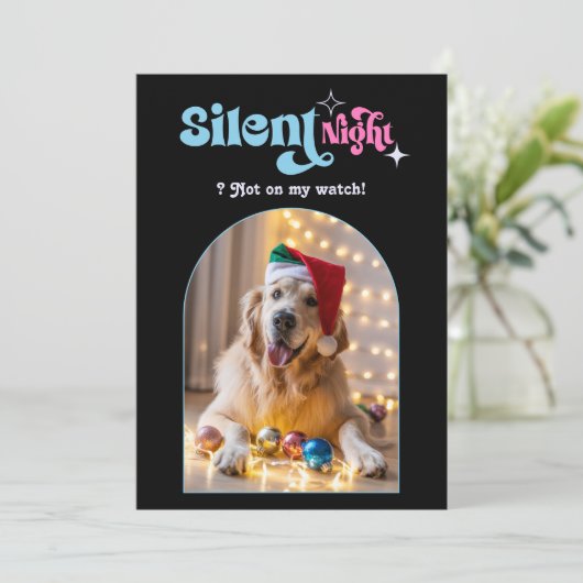 Pastel Dream Funny Retro Hond Kerstfoto Feestdagenkaart (Staand voorkant)