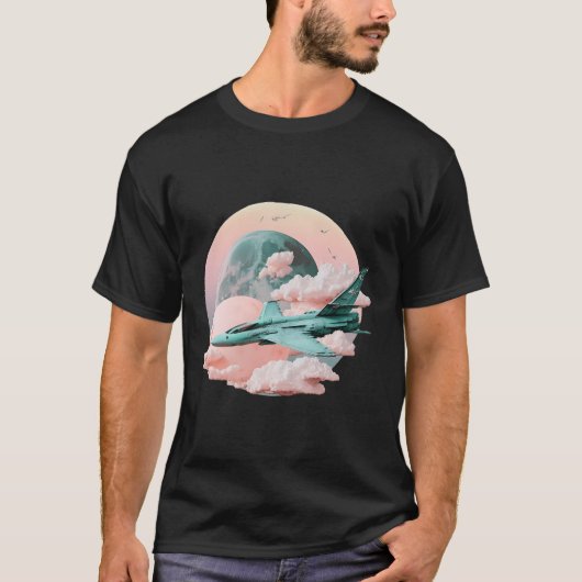 Pastel Dreamcore F18 Super Hornet Fighter Jet T-shirt (Voorkant)