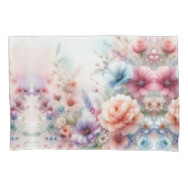 Pastel Dreamscape Waterverf Floral Kussensloop