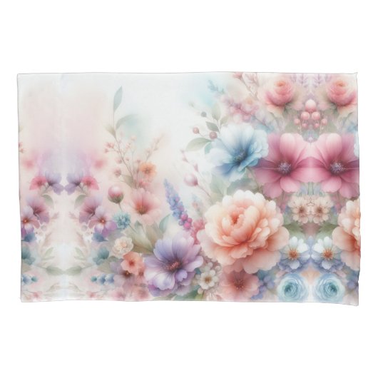 Pastel Dreamscape Waterverf Floral Kussensloop (Voorkant)
