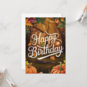 Pastel Dreamy Cozy Herfst Herfst Happy Birthday Kaart (Voorkant / Achterkant in situ)