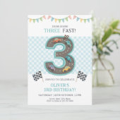 Pastel Drie Snel Verjaardagsauto Kaart (Staand voorkant)