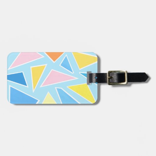 Pastel driehoeken op Bord blauw Bagagelabel (Voorkant horizontaal)