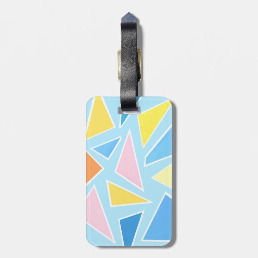Pastel driehoeken op Bord blauw Bagagelabel (Achterkant verticaal)